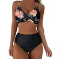 thumbnail image 2 of Sakmal Bikini Sets Women Swimsuits High Waisted Black Push Up Two Piece Swimwear Floral Padded Swimsuit Sets, 2 of 5