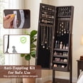 thumbnail image 2 of LIVIZA Mirrored Standing Jewelry Armoire Cabinet with Hooks & Storage Shelves, Full-Length Mirror Jewelry Organizer,Rustic Brown, 2 of 8
