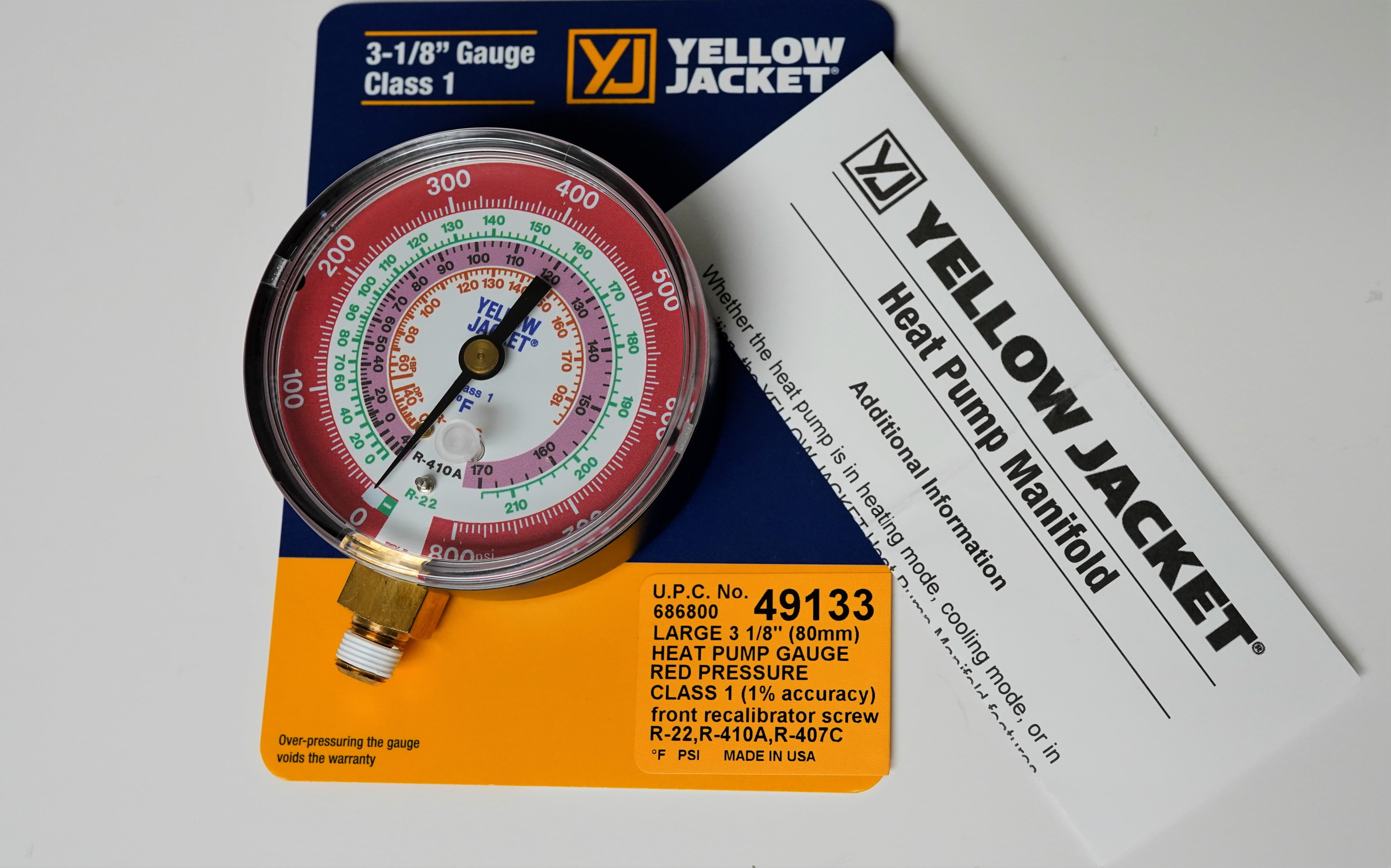 Yellow Jacket Refrigeration Air Con 80mm Red Replace Gauge R410a R32 Bar/psi for sale online 