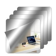 NOGIS 4 Pack Wall Mirror Tiles, 8 x 8 inch Self Adhesive Acrylic Square Mirror, Flexible Mirror Sheets Wall Stickers Frameless Small Mirrors Set for Bathroom Home Gym