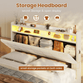 thumbnail image 6 of Full Lift Up Storage Bed Frame with LED Lights and Storage Headboard and Charging Station, Upholstered Platform Bed, LED Bed with Hydraulic Storage, No Box Spring Needed, White, 6 of 8