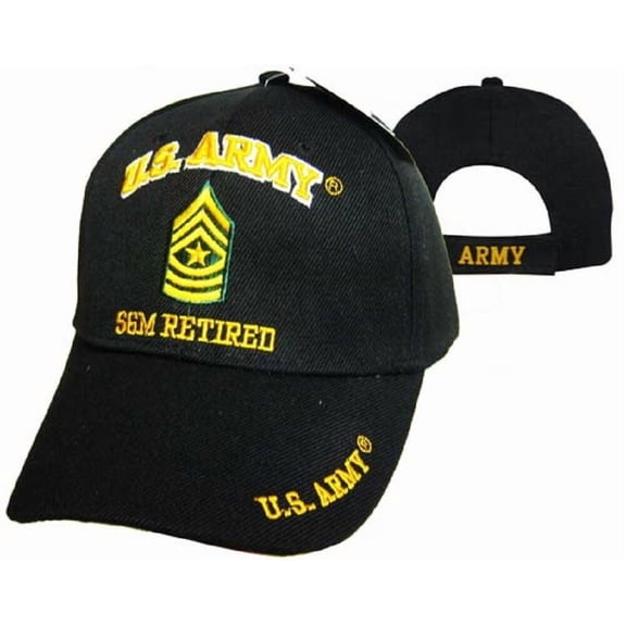 U.S. Army SGM Retired Military Black Embroidered Cap Hat CAP560F (TOPW)