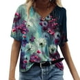 thumbnail image 2 of JustVH Women's Printed Short Sleeve T-shirt Casual V-Neck Loose Fit Tops, 2 of 3