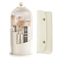 thumbnail image 1 of Porta Brochas de Maquillaje, Organizador de Maquillaje Giratorio 360&deg;, Tapa Transparente con Bolsa de Cosm&eacute;ticos para Ba&ntilde;o Encimera Cambiador Blanco, 1 of 7