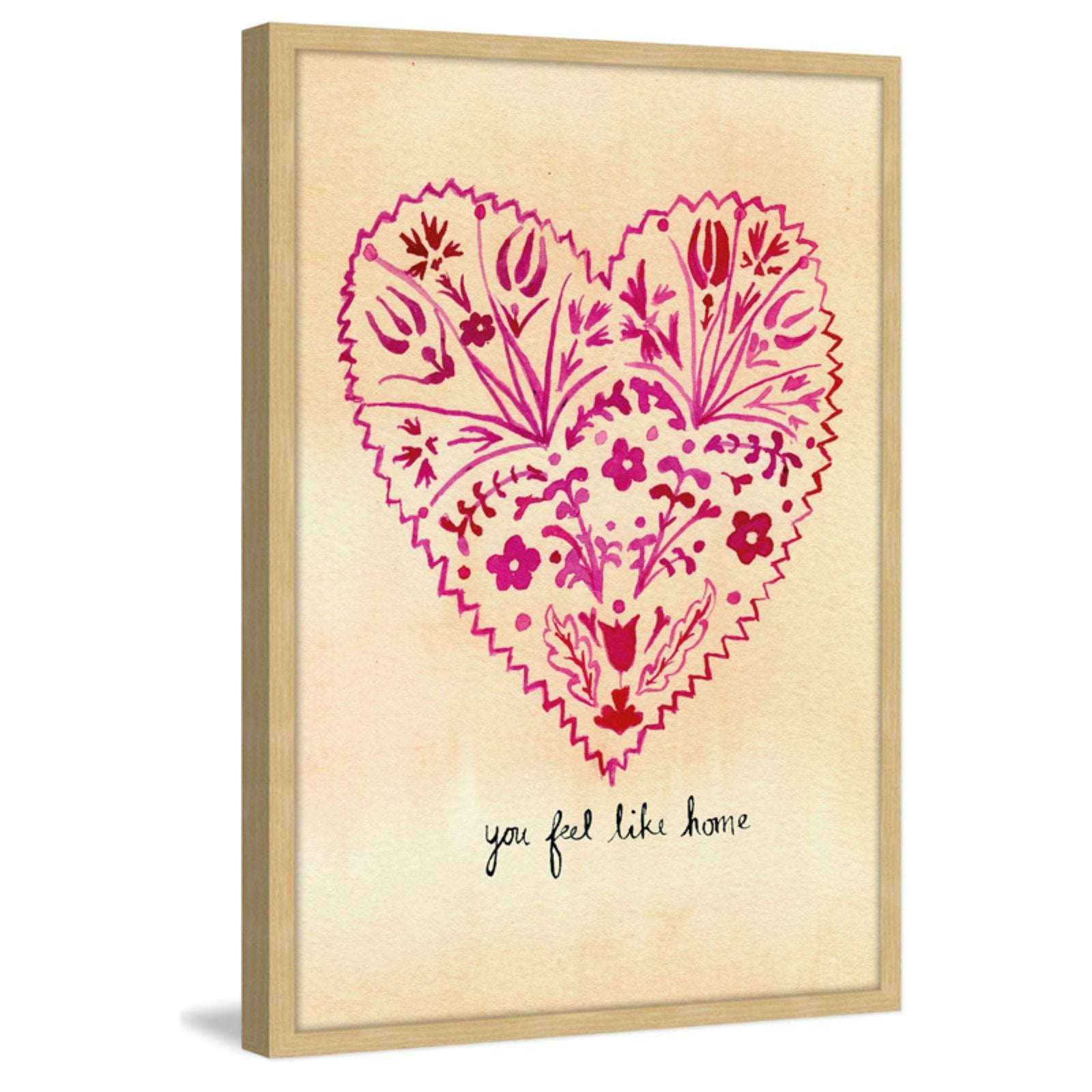 Marmont Hill "Folk Art Valentines" by Christine Lindstrom Framed Painting Print