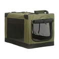 thumbnail image 2 of Foldable Pet Travel Carrier for Small Medium Dogs & Cats, Soft Sided Collapsible Cage with Mesh Window – Portable Kennel for Indoor Outdoor Use by IHXORA, Green_19.69" x 13.78" x 13.78", 2 of 6