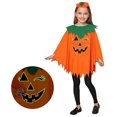 thumbnail image 3 of FchengtaiS 3PCS Halloween Pumpkin Costume for family,Glow in the Dark Halloween Pumpkin Cloak-Poncho with Headband & Candy Bag for Holiday Party, 3 of 7