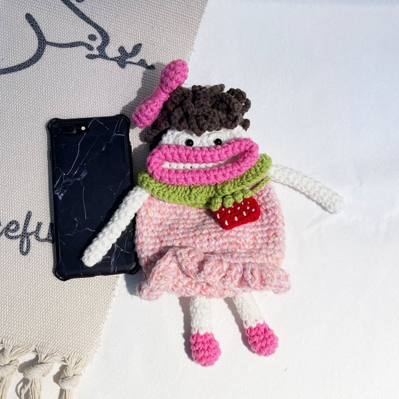 Baguery Handmade Crochet Phone Crossbody Bag for Women - Mini Knitted Cute Cell Phone Purse with Long Strap