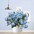 thumbnail image 4 of Artificial Rose Flowers Bouquet, Faux Mini Peonies with Leaf and Stem Fake Plastic Plants Branch for Vase Home Farmhouse Floral Arrangement Table Centerpiece Decor, 4 of 5