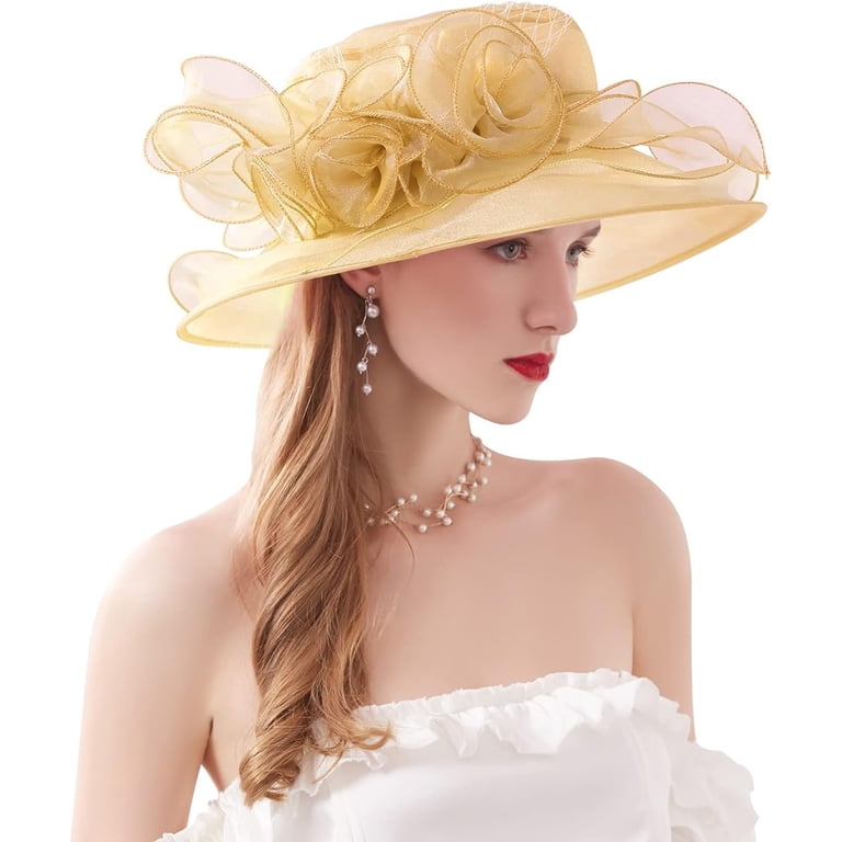 Organza Cloche Bowler Hat Derby Fascinator Tea Party Bridal Wedding Hat Women main image 4