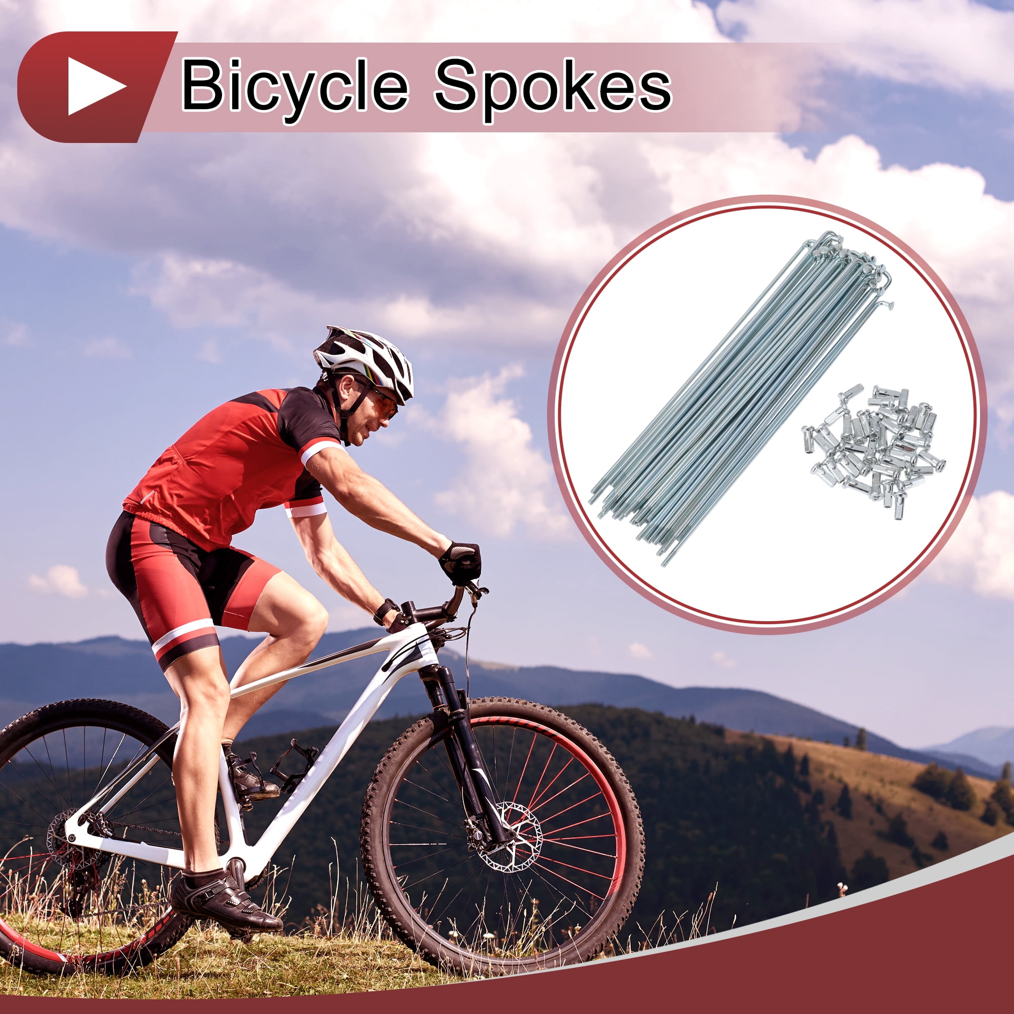 Unique Bargains 36Pcs Durable 12G Bike Wheel Spokes 45 Steel Galvanized Silver 6.65"