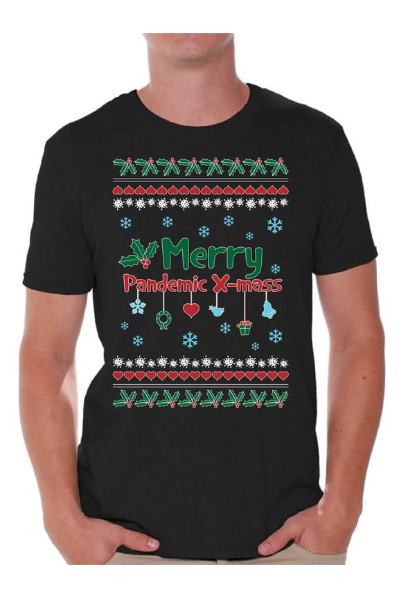Merry Christmas Tee for Men Funny Xmas Shirt Christmas 2020 Men's T-Shirt Merry Xmas Top for Him Happy Holidays T Shirt for Men Xmas Gifts Winter Print Christmas Shirts for Men