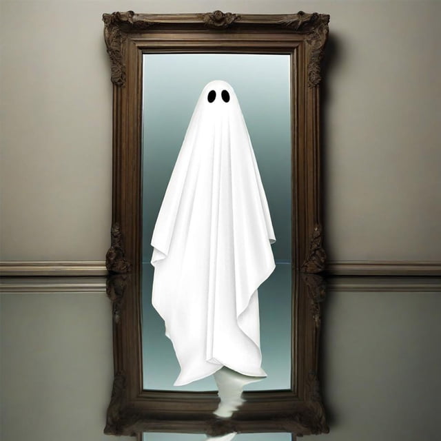 RKSTN A Stickers Halloween Mirror Ghost Stickers Horror Decoration Bathroom Bedroom Glass Stickers Party Scene Layout Props Ghost Pattern Stickers