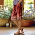 thumbnail image 6 of Hawaii Capri Pants for Women Casual Tropical Floral Print Pants Elastic High Waist Drawstring Summer Beach Trousers, 6 of 6