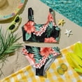 thumbnail image 6 of CCRFTGI Girls Swimsuit Size 6-7 2 Piece Set Swim Vacation Bathing Suits Beach Vacation Hawaiian Tropic Girls Bikini Cute Summer Girls Clothes Swim Suit Kids Bikini Black 1-2 Years, 6 of 9