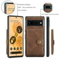 thumbnail image 5 of Back Wallet Case for Google Pixel 7 Pro with Detachable Card Slots Holder Magnetic Closure Cover, Premium PU Leather Slim Kickstand Soft Silicone Shockproof Lens Protective Case,Brown, 5 of 7
