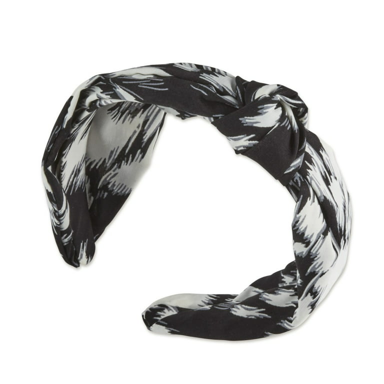 Fashion Headband, White and Black Scunci Knotted