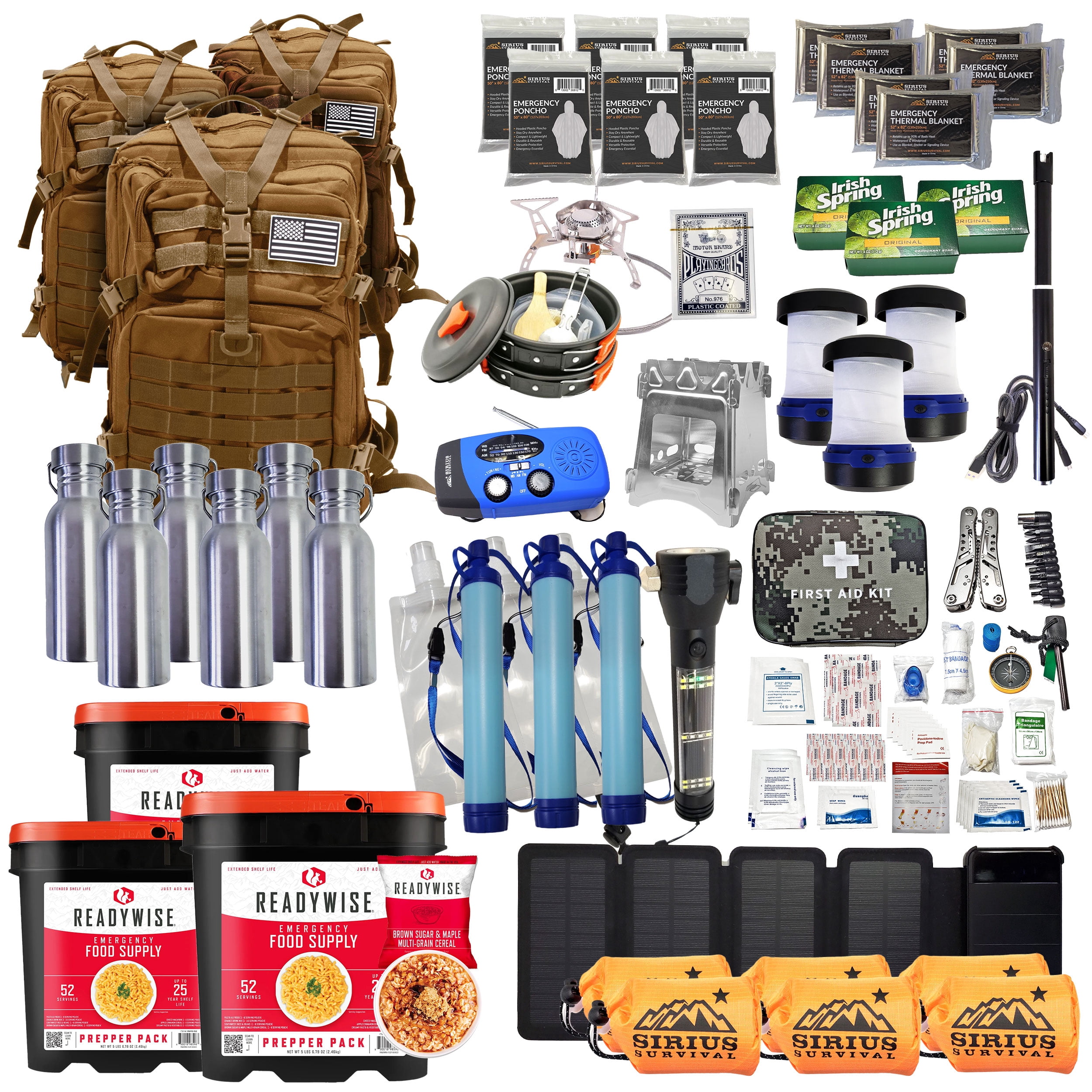 Family Comfort 72 Emergency Survival Kit/Backpack – 72 Hour for 6 People – Disaster Preparedness – Delicious ReadyWise Food, Gear, Lighting, First Aid, Tools & More - Tan