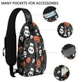 thumbnail image 2 of Sling Backpack,Black Halloween Pumpkin Faces Crossbody Bag with Water Bottle Holder,Waterproof Sling Bag for Men/Women with Chest Phone Holder for Hiking,Travel, 2 of 6