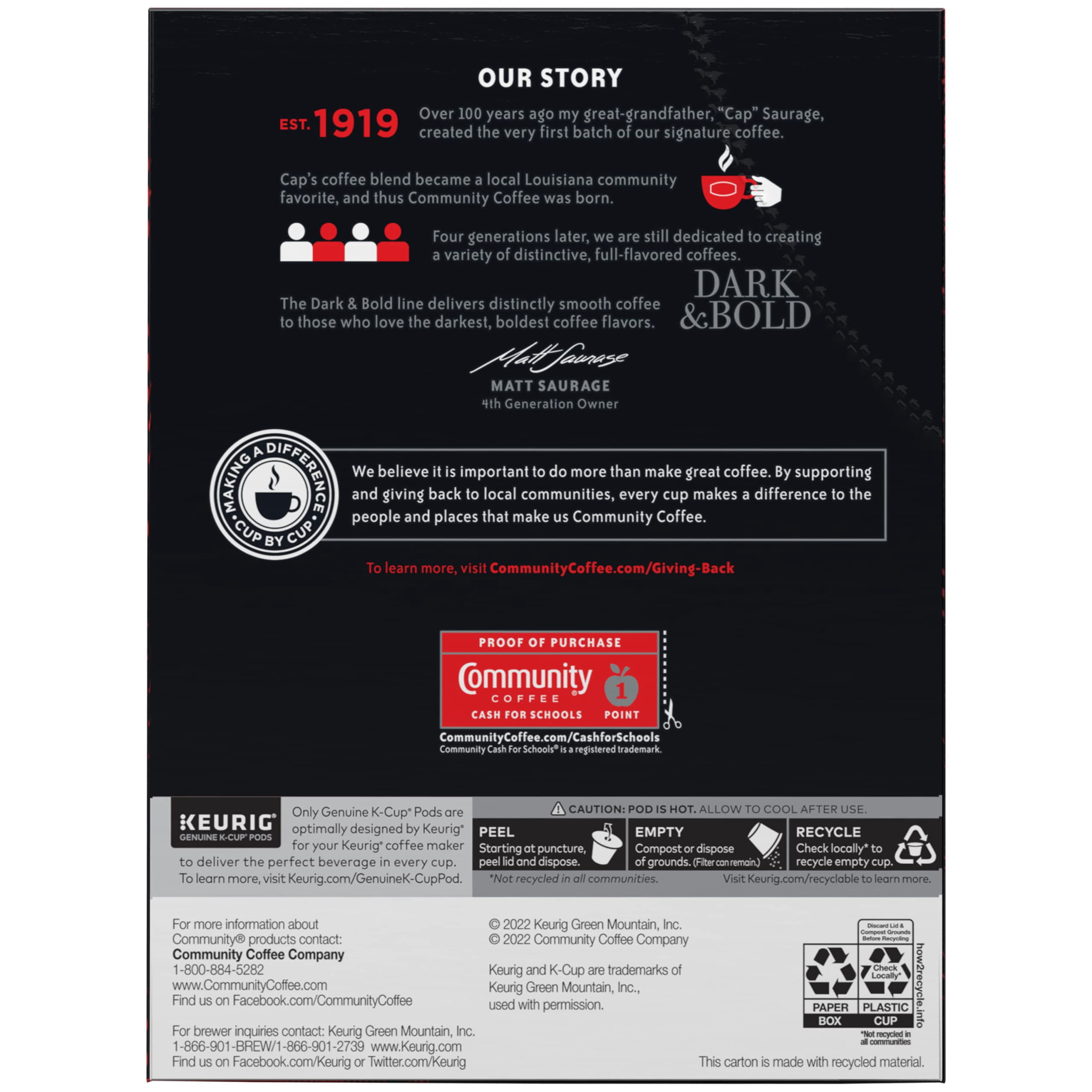 Community Coffee Dark & Bold Exxtra Boost 96 Count Coffee Pods, Compatible With Keurig 2.0 K-Cup Brewers, 24 Count (Pack Of 4)