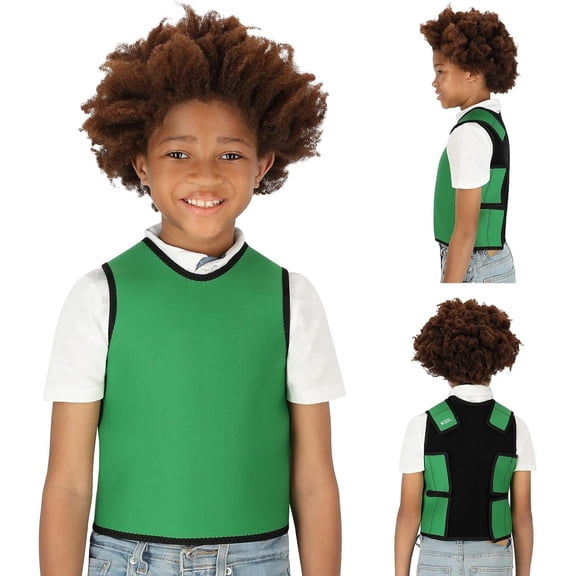 Special Supplies Compression Vest for Kids – Deep Pressure Comfort, Breathable Sensory Wrap for School and Travel – Adjustable Side Straps (Green,  Small)