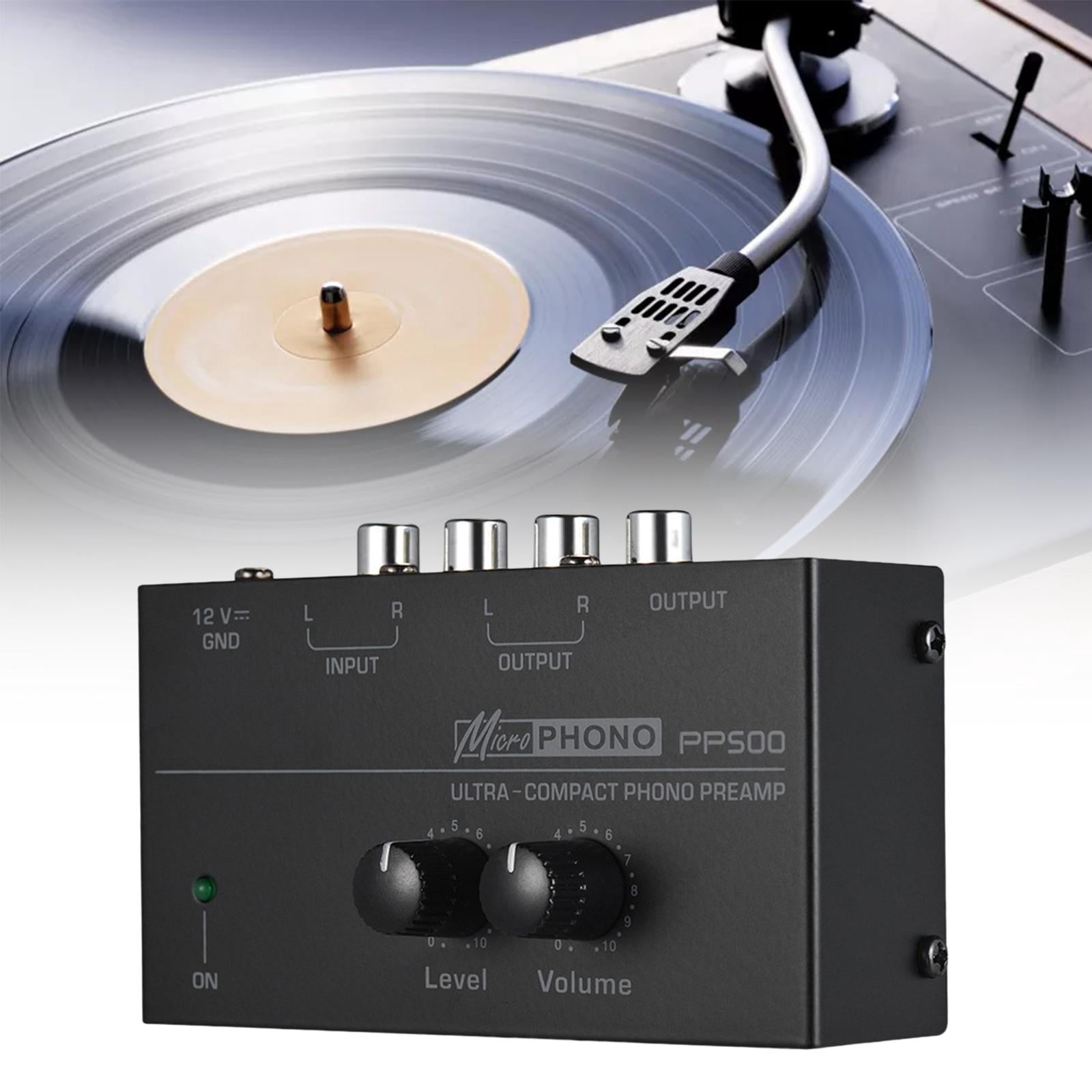 PP500 Phono Turntable Preamp Input /TRS Output Stereo with DC 12V Adapter with Level Volume Control Mini Low Noise Pre