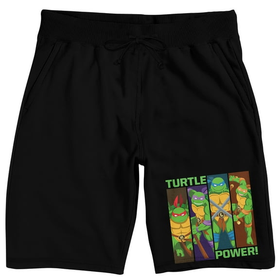 Teenage Mutant Ninja Turtles TMNT Turtle Power Men's Black Sleep Pajama Shorts-Medium