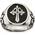thumbnail image 1 of Stainless Steel Antiqued And Polished Fleur De Lis Cross Ring (Size 12) Made In China sr636-12, 1 of 5