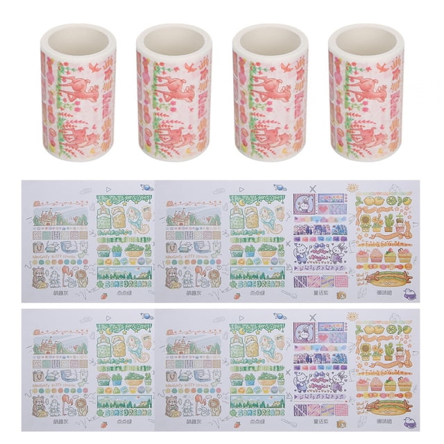 4 cajas de cinta de papel japonesa, pegatina decorativa con bonito diseño colorido para manualidades, álbumes de recortes, papelería
