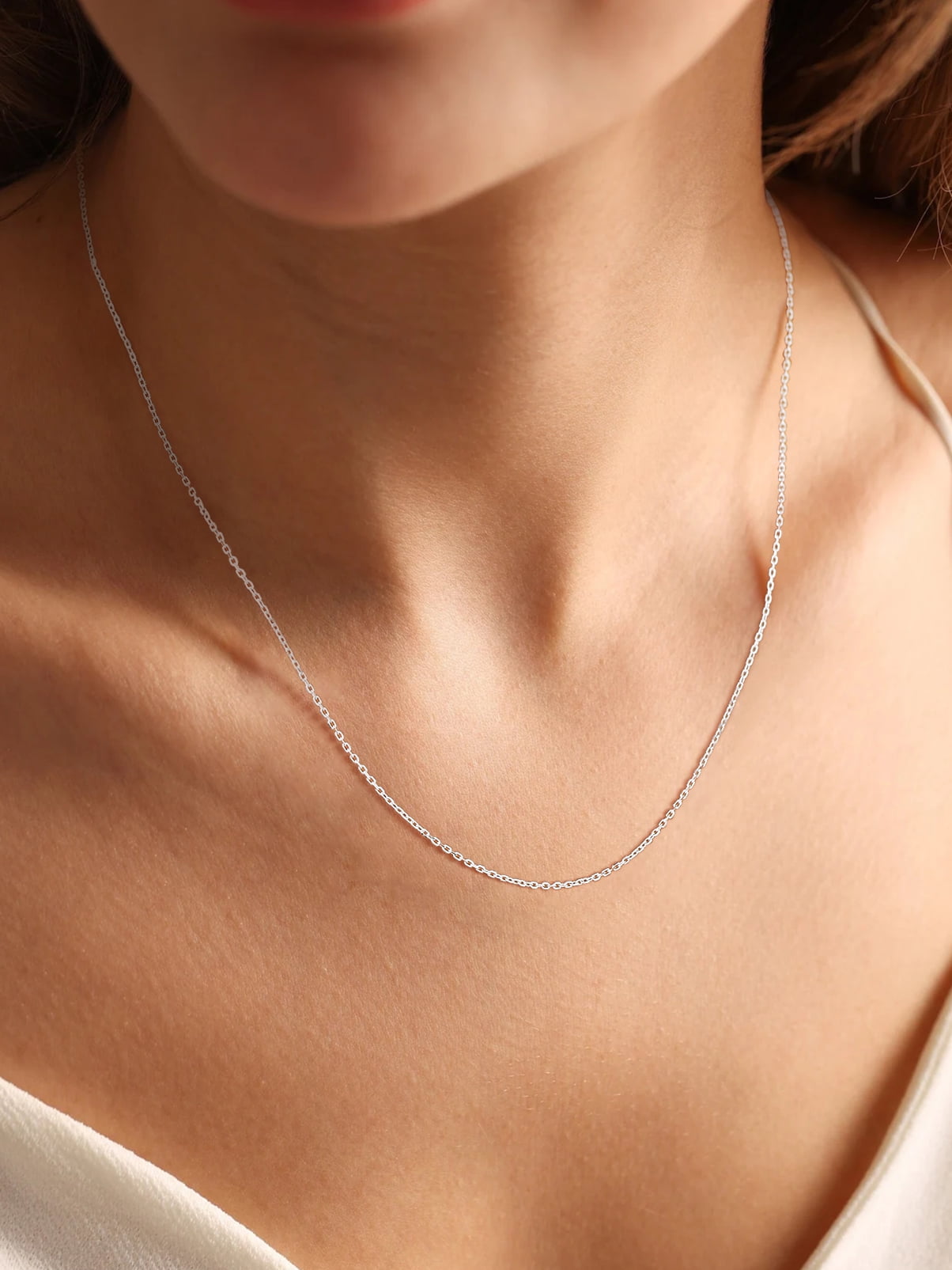 Sterling Silver Thin Chain Necklace For Women - Adjustable 16-24 Inch S925 Silver
