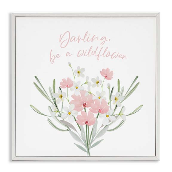 Stupell Industries French Country Be A Wildflower Phrase White Framed Giclee Art, 24 x 24, by Enya Todd