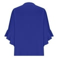 thumbnail image 4 of Olyvenn Womens 3/4 Sleeve Tops Casual Ruffle T Shirts Solid Henley Notched V Neck Tees Loose Fit Graphic Button Dressy Blouses Blue XL, 4 of 5