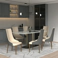 thumbnail image 4 of LeisureMod High-Back Dining Chair Modern Upholstered in Leather Kitchen Room with Ash Wood Legs Two-Tone Color Armless Design Elm Series in Grey, 4 of 11