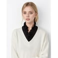 thumbnail image 2 of Victoria Cotton Shirts Elegant Ruffle Collar V Neck Dickey Mock Turtleneck Faux Collars for Women Girls, 2 of 4