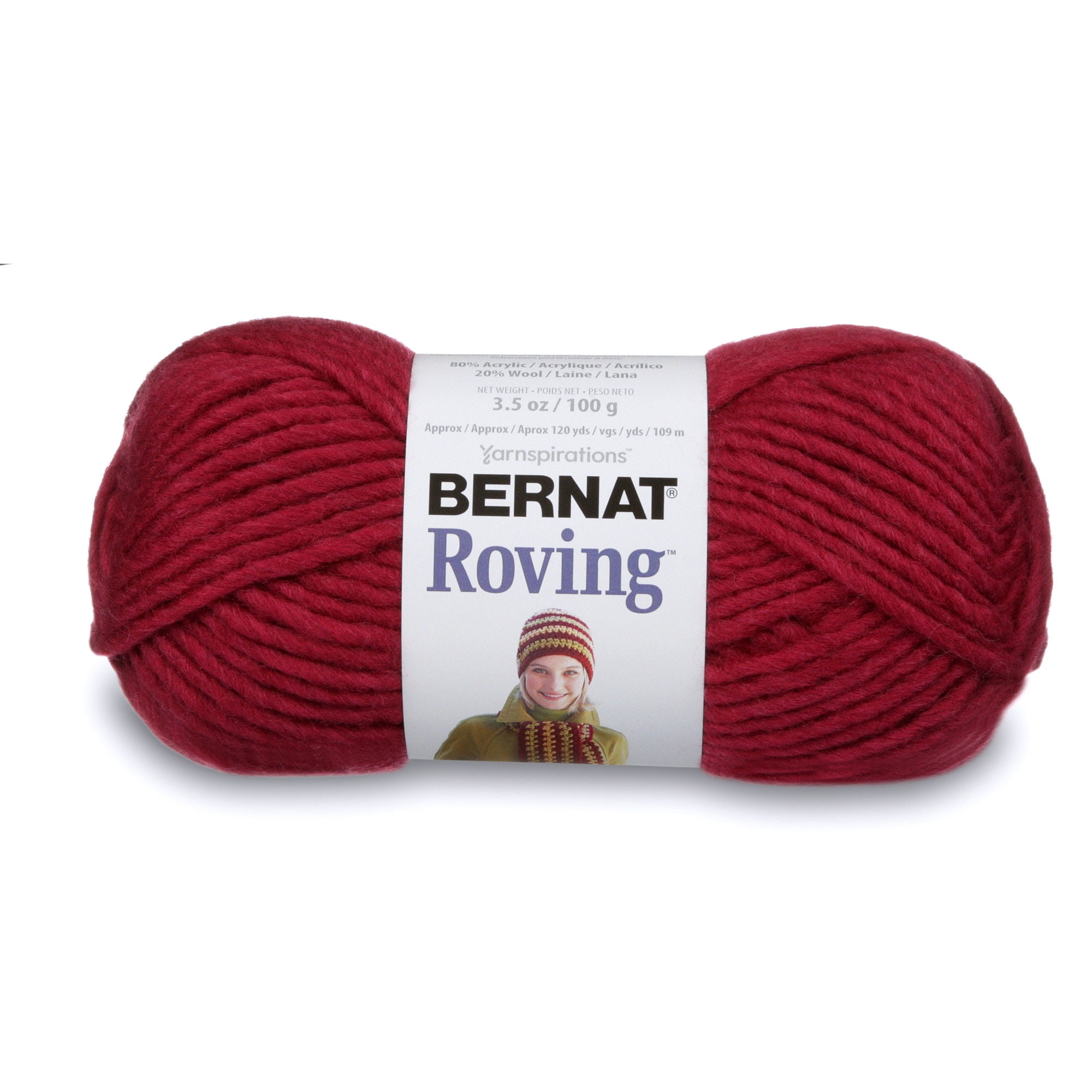 (2 pack) Bernat Roving Yarn (100G/3.5Oz), Raspberry