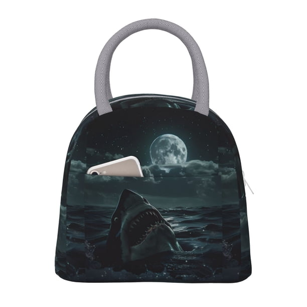 Disketp Moonlit Night Sky Shark Bolsa Térmica para Almuerzo, Lonchera con Abertura Amplia y Gran Capacidad, Organizador Reutilizable para Mujeres, Hombres y Adultos