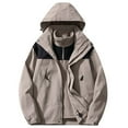 thumbnail image 2 of YLSDY Men's Winter Jacket Fleece Lined Waterproof Windproof Hooded Outdoor Hiking Coat Khaki M, 2 of 3