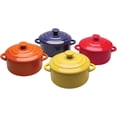 thumbnail image 1 of Colorful Stoneware Mini Casserole Pots With Lids - Set of 4, 1 of 2