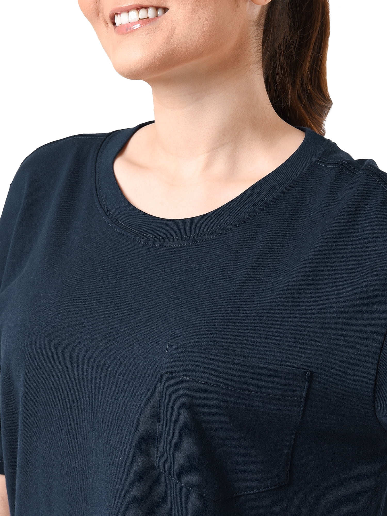 Time and Tru Women's Pima Cotton Boyfriend T-shirt, Solid
