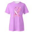 thumbnail image 4 of Breast Cancer Shirts Women Pink Ribbon Cure Cancer Awareness T-Shirt Breast Cancer Survivor We Fight Together Warrior Short Sleeve Tee Top (Purple, M), 4 of 4