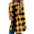 thumbnail image 1 of Innerwin Cardigans Open Front Women Cardigan Travel Buffalo Plaid Soft Outwear Yellow Black L, 1 of 2