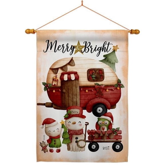 Angeleno Heritage HS130302-BO-03 28 x 40 in. Winter Camping Bright House Flag Set Wintertime Christmas Double-Sided Decorative Vertical Flags & Decoration Banner Garden Yard Gift