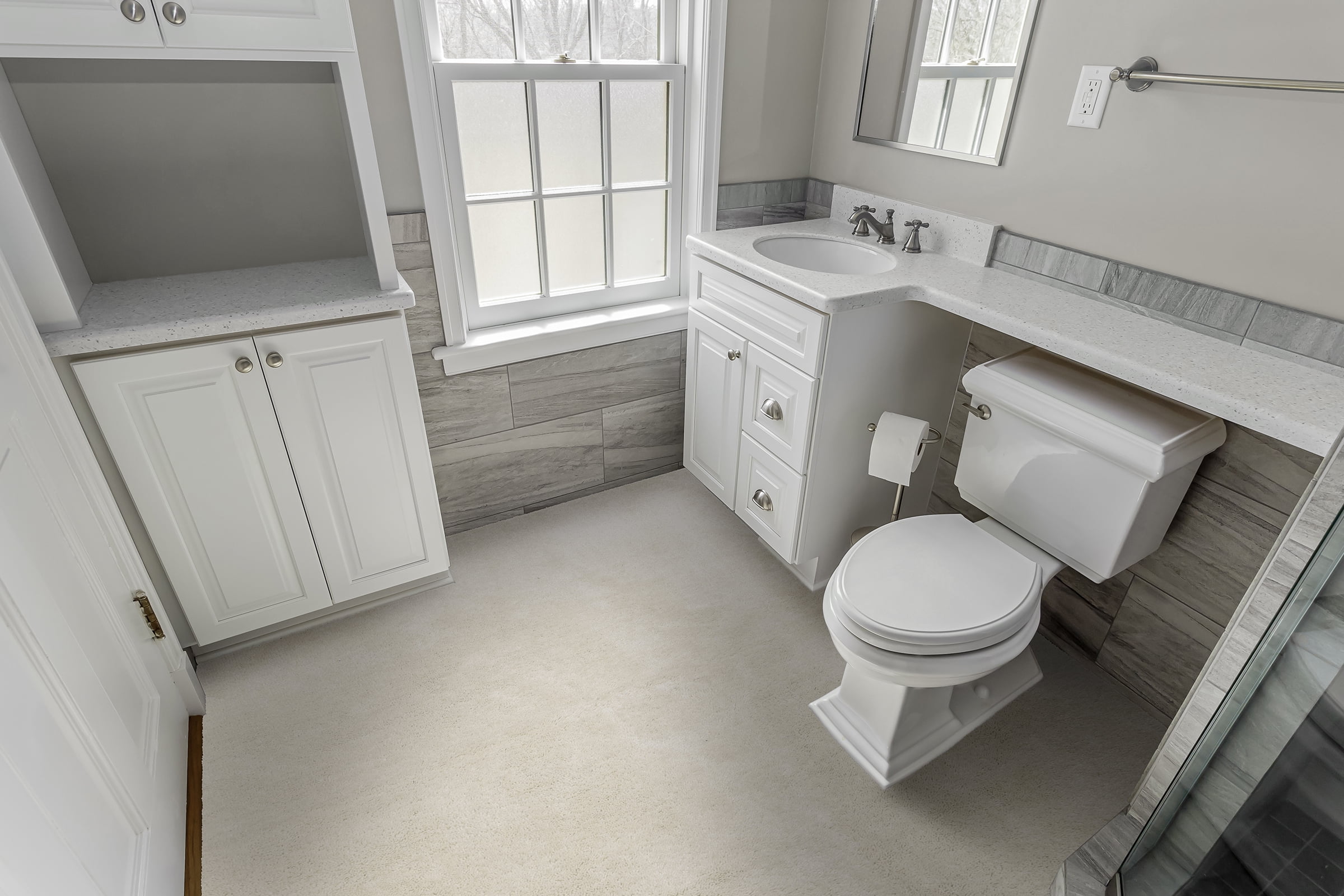 Garland Rug Room Size Washable Nylon Ivory Bathroom Carpet, 6' x 9'