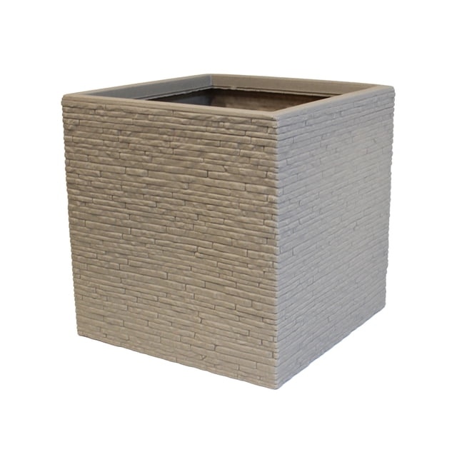 Jardinera Cuadrada Efecto Ladrillo Gris claro AGBOX | Resistente y Estilizada | Ideal para Jardines, Terrazas e Interiores | Diseño Decorativo y Funcional