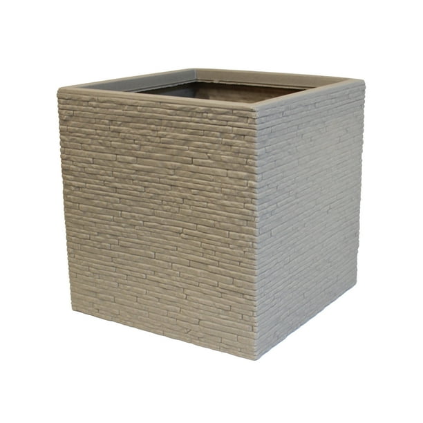Jardinera Cuadrada Efecto Ladrillo Gris claro AGBOX | Resistente y Estilizada | Ideal para Jardines, Terrazas e Interiores | Diseño Decorativo y Funcional