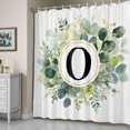 thumbnail image 5 of Letter O Shower Curtain, Alphabet Green Eucalyptus Leaves Plant Simple Waterproof Shower Curtain Set with 12 Hooks Lightweight Bath Curtains Fabric Bathroom Decor 72x84 Inches, 5 of 9