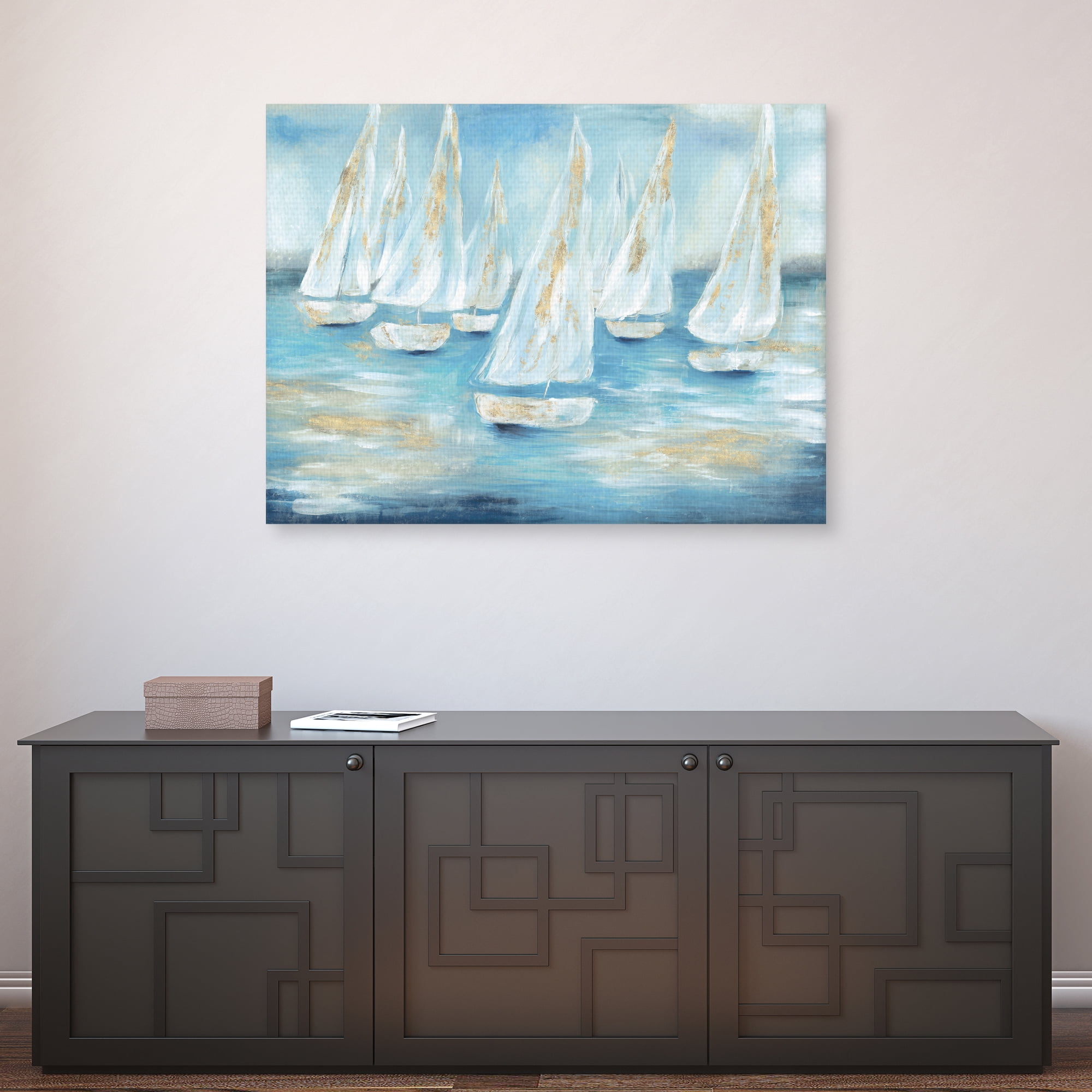 Golden Sailboats by Willowbrook Fine Art Canvas Art Print