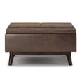 thumbnail image 3 of Owen 34 in.W Storage Coffee Table in Distressed Chestnut Brown Faux Leather, 3 of 8