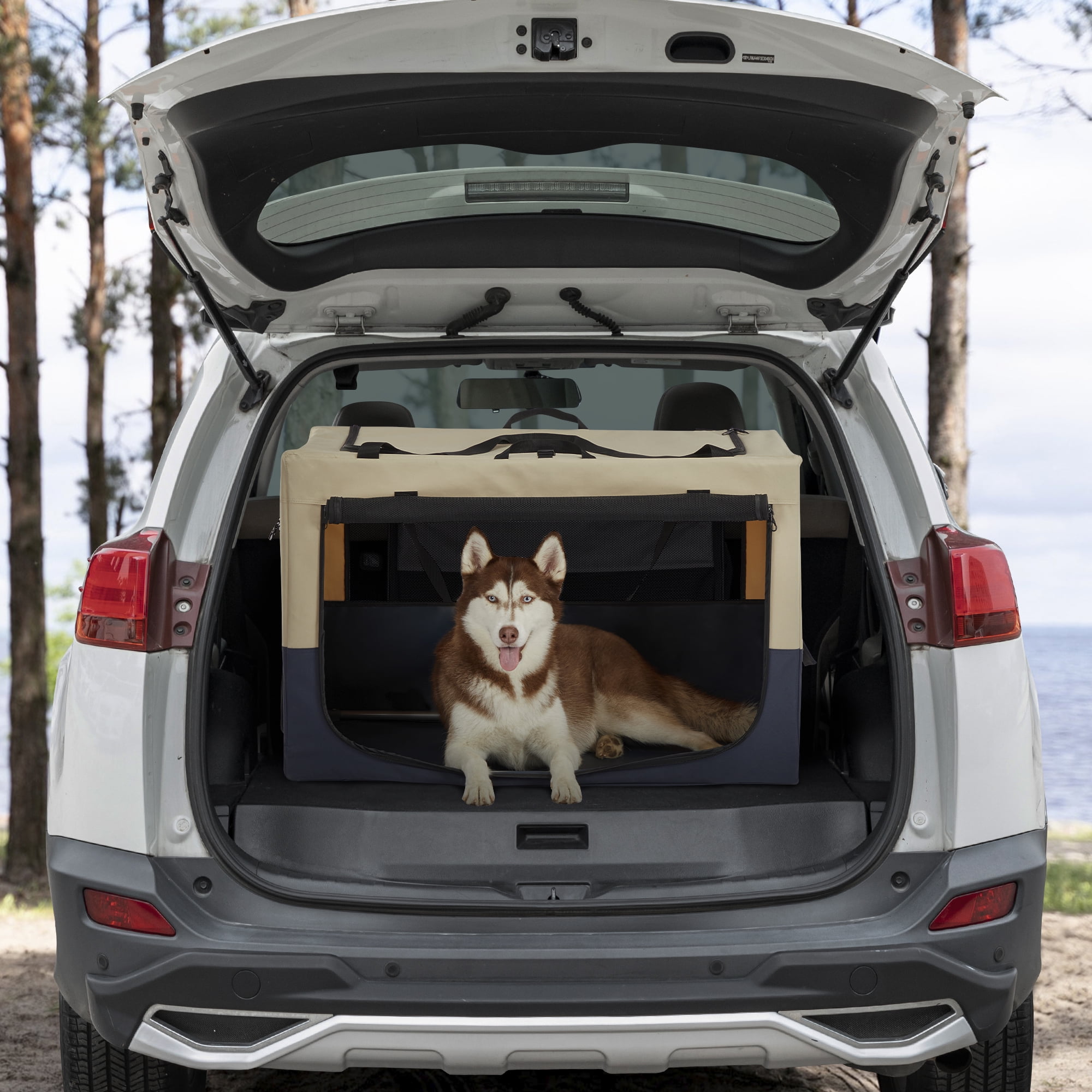 Pefilos 27" Dog Crate for Small Dogs with Tray and Double Door, Wood Dog Cages Furniture, Indoor Kennel, Brown Pefilos 27" Dog Crate for Small Dogs with Tray and Double Door, Wood Dog Cages Furniture, Indoor Kennel, Brown