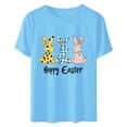 thumbnail image 4 of UPPADA Femmes Easter Oeufs Imprimé T-Shirts Heureux Easter Graphique Bunny Rabbit Mignons T-Shirts Manches Courtes Décontracté Col Rond T-Shirts Été Basique Coupe Régulière Chemises Bleu,G, 4 of 5